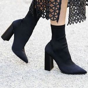 Tony Bianco Diddy Black Lycra Boots Size 8.5